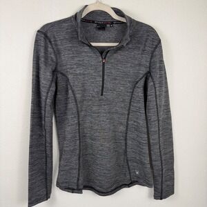 Spyder Active Womens Gray Space Dye Quarter Zip Pullover Long Sleeve Shirt M‎